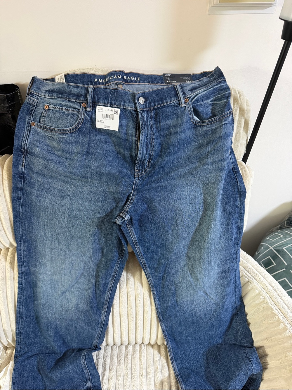 American Eagle Women’s AE Ex-Boyfriend Jeans Size 18 Long 34W Low-Rise Strigid N